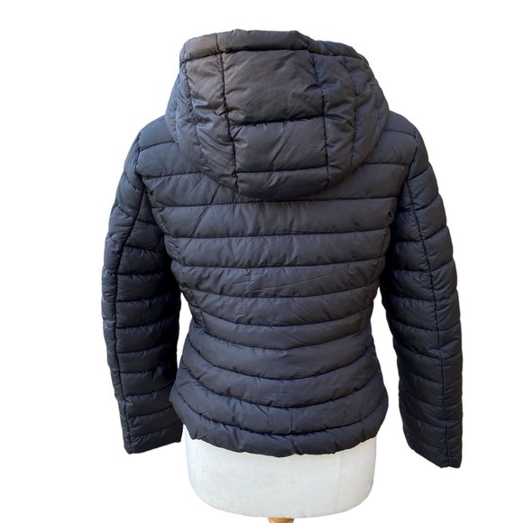 Zara Removable Hood Puffer Jacket Women Sz L Black Neutral Quilted Everyday - Picture 11 of 15